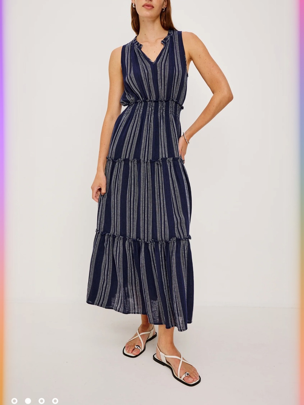 Rails Loulou Navy Striped Sleeveless Tiered Maxi Dress